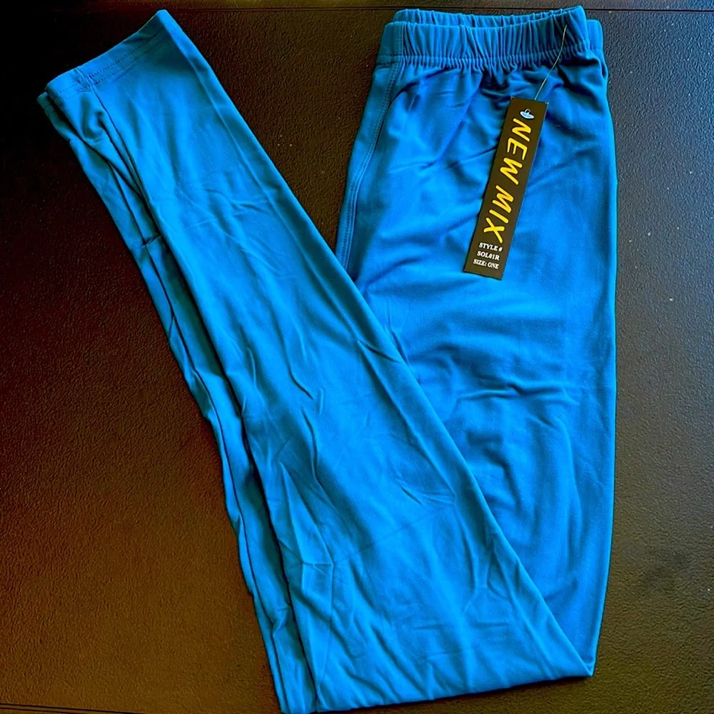 ONE SIZE NEW MIX LEGGINGS. BLUE/GREEN. STRETCH. DOUBLE STITCHED - Picture 1 of 7